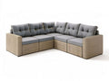 5-osobowa narożna sofa ogrodowa z technorattanu PE 230 x 230 x 85 cm Szara/Beżowa